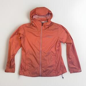 Columbia Womens Windbreaker Size Large Hooded Full Zip Jacket Vented Peach Coral